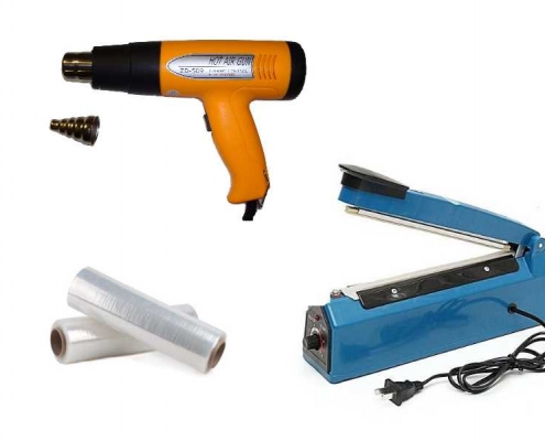 عکس سشوار صنعتی دستگاه دوخت و فیلم شیرینگ