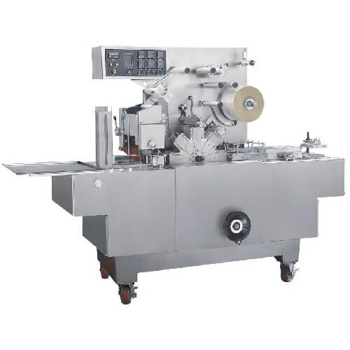 عکس دستگاه سلفون کش کوچک جعبه ادکلن در زمینه سفید