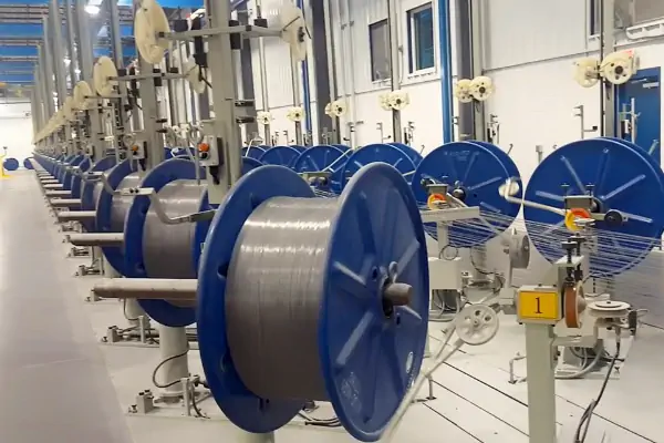 عکس قرقره سیم مفتول گالوانیزه در خط تولید سیم مفتول