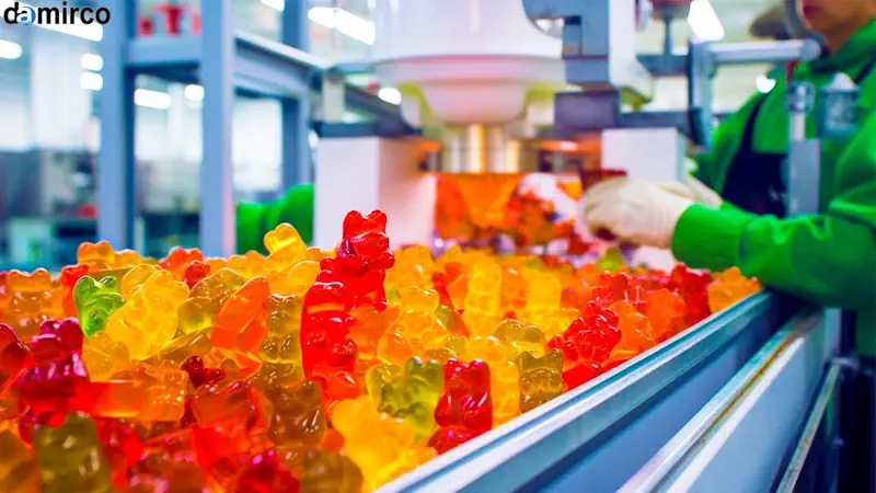 دستگاه پاستیل دست دوم در حال کار در یک کارخانه تولیدی