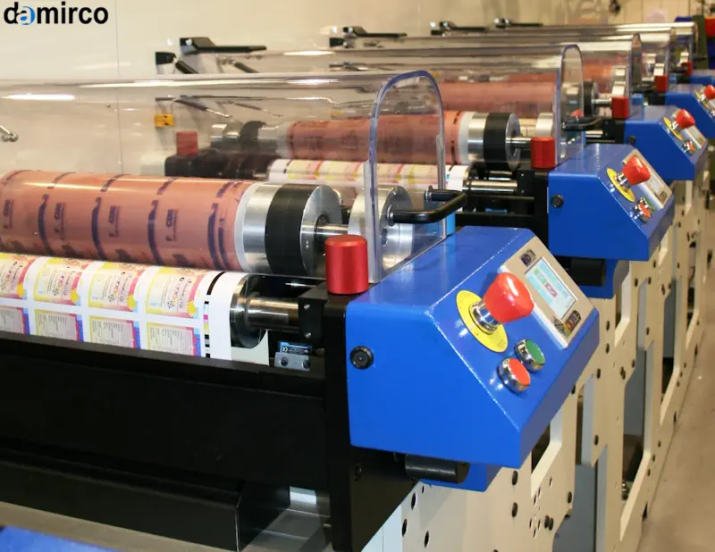 دستگاه چاپ فلکسو در حال چاپ روی فیلم پلاستیکی