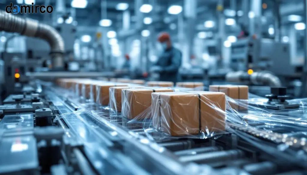 دستگاه سلفون کش جعبه عطر و ادکلن در حال بسته بندی یک جعبه لوکس