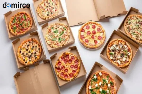 نمایی از خط تولید خودکار جعبه پیتزا با دستگاه‌های برش، چاپ و چسب‌زنی