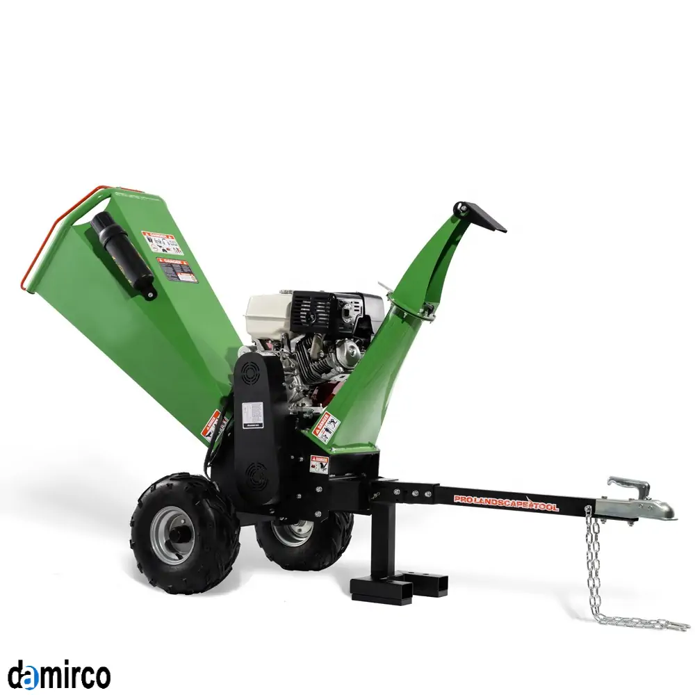 عکس دستگاه چیپر چوب رنگ سبز چرخ دار