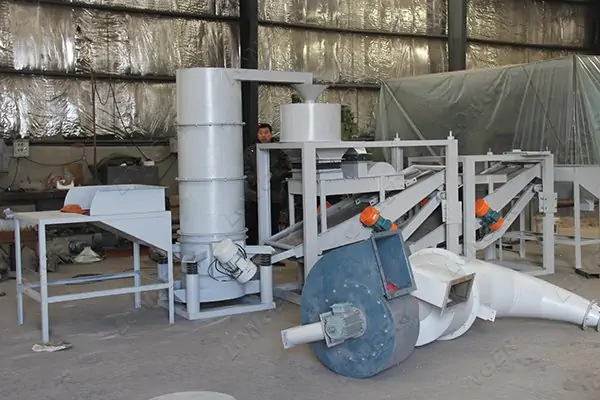 عکس خط تولید مغز تخمه آفتابگردان در محوطه کارگاه