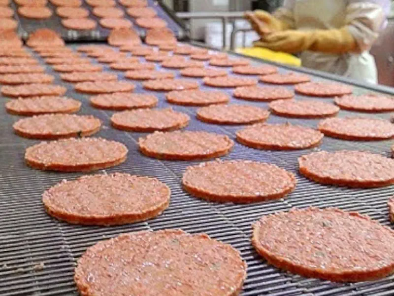 عکس همبرگر در خط تولید همبرگر