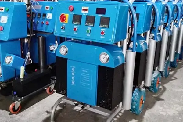 عکس دستگاه اسپری فوم پلی یورتان آبی رنگ به صورت انبوه