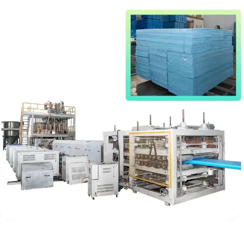 خط توليد ورق فوم XPS توسط گاز CO2 همراه با پلت ورق فوم آبی