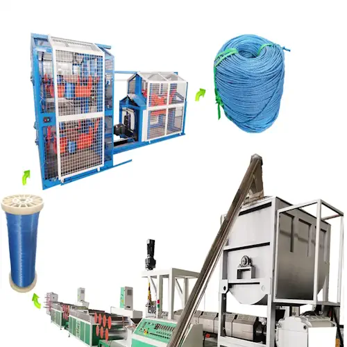 عکس کناف طناب پلاستیکی آبی و پنل کنترل دستگاه اکسترود طناب پلاستیکی