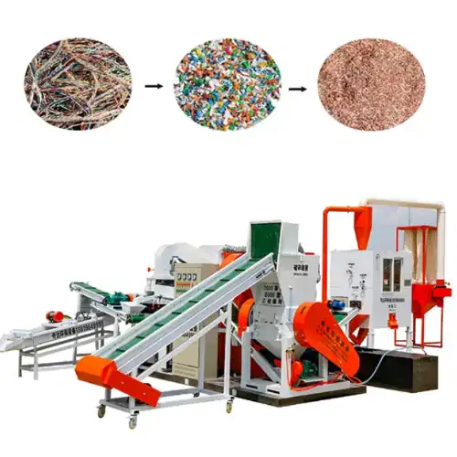 عکس دستگاه بازیافت سیم با شکل سیم و نمونه بازیافتی