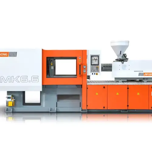 عکس دستگاه اتوماتیک تولید درب پلاستیکی بطری قرمز و سفید رنگ