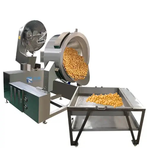 عکس پاپ کورن نارنجی داخل دستگاه تولید صنعتی پاپ کورن