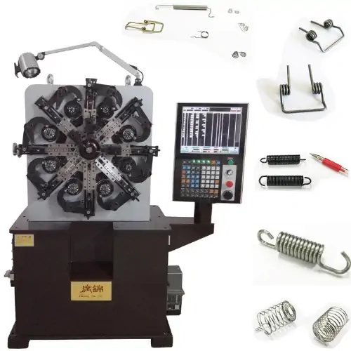 عکس دستگاه تولید فنر به همراه انواع نمونه فنر تولیدشده