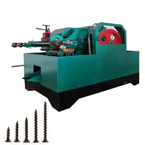 عکس دستگاه تولید پیچ ام دی اف سبز رنگ به همراه محصول