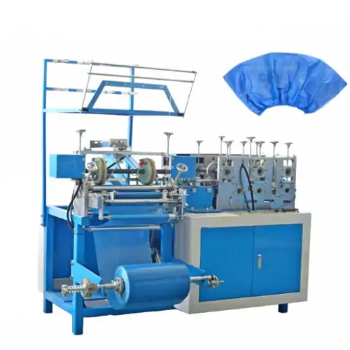 عکس کاور کفش آبی در کنار دستگاه تولید کاور کفش