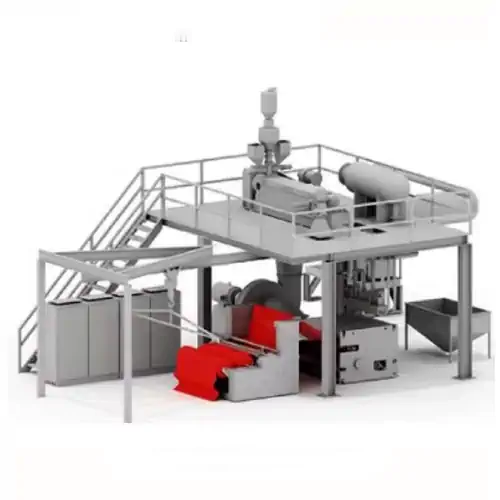 عکس خط تولید پارچه ای در کنار دستگاه تولید ملت بلون نبافته