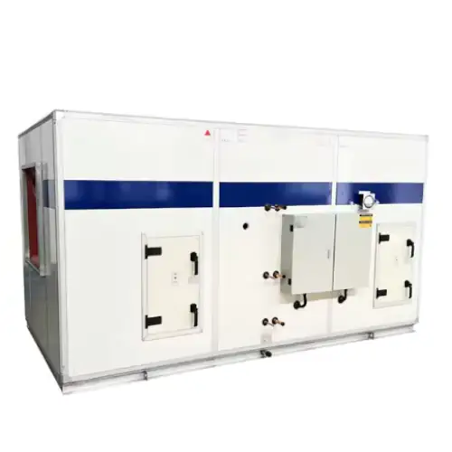 عکس دستگاه هواساز صنعتی در زمینه سفید از نمای روبرو