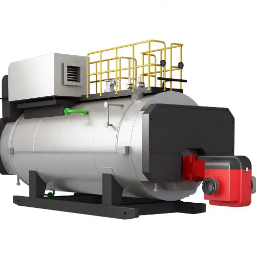 عکس دیگ بخار بزرگ استوانه ای به همراه نردبان زرد رنگ