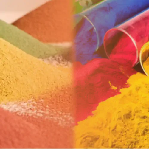 عکس رنگ دانه های غیر آلی زرد و قرمز