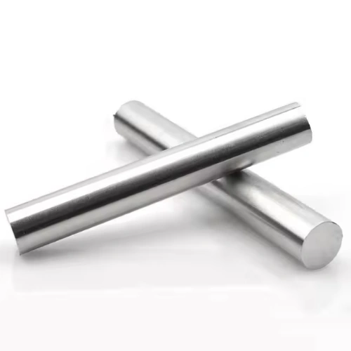 عکس دو عدد میلگرد استیل ۳۱۶ گرد که به صورت ضربدری روی هم قرار گرفته اند.