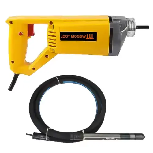 عکس ویبراتور برقی بتن به همراه کابل برق در پایین تصویر