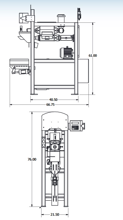ابعاد دستگاه  کیسه پرکن ولو دار مدل 230 