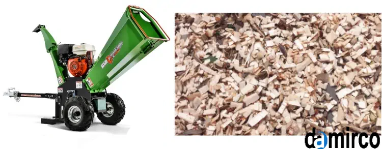 عکس دستگاه خرد کن چوب به همراه چوب خرد شده